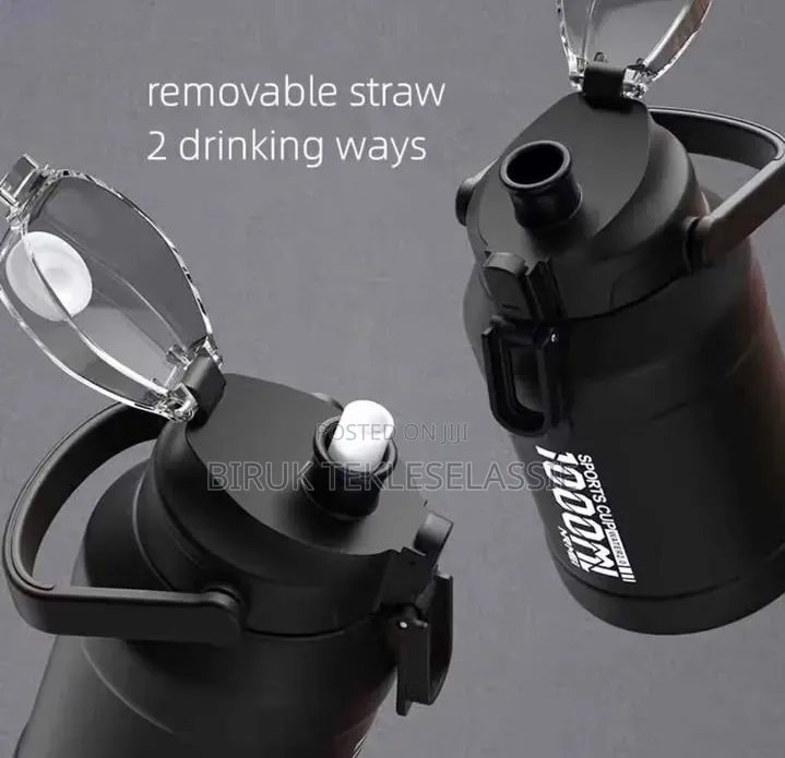 Nrmei 1 Liter Thermos Bottle With Removable Straw Stainless Steel
