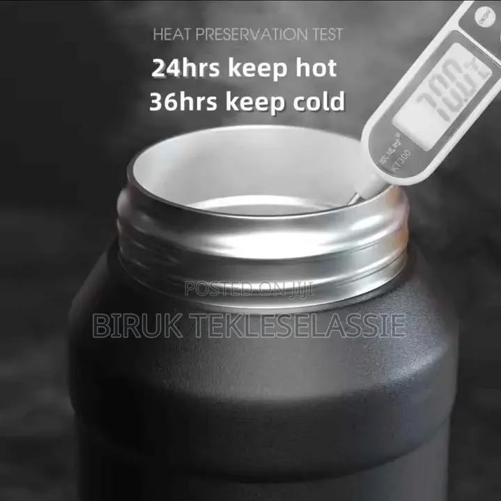 Nrmei 1 Liter Thermos Bottle With Removable Straw Stainless Steel