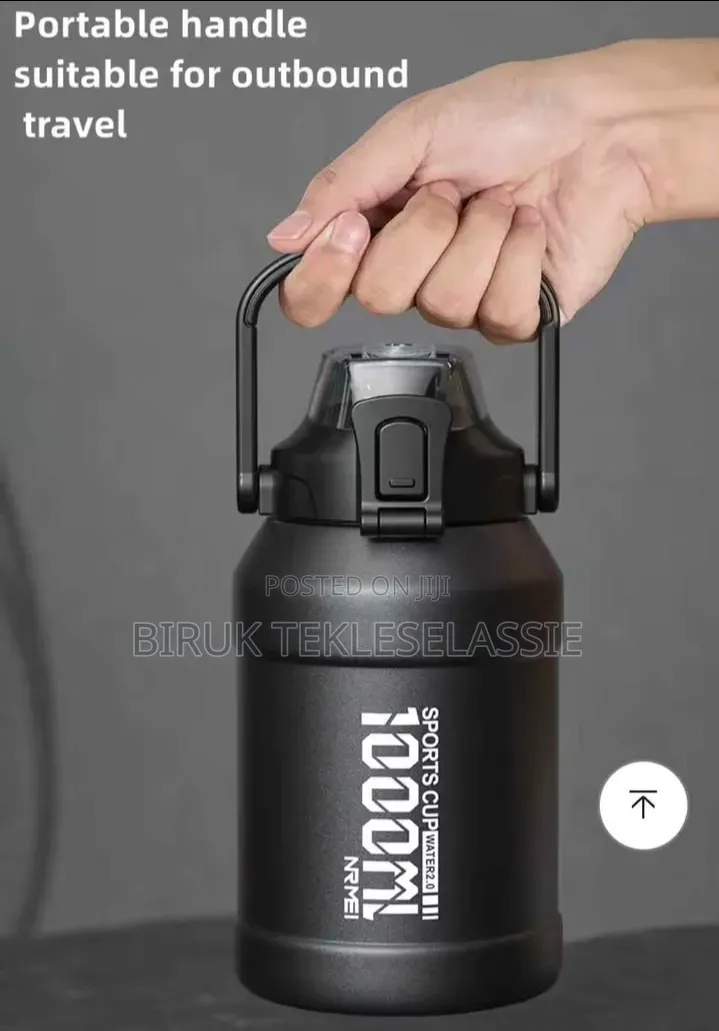 Nrmei 1 Liter Thermos Bottle With Removable Straw Stainless Steel