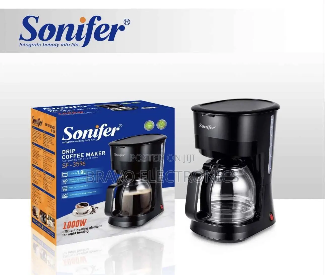  Sonifer 1.25L Coffee Maker – 10 Cup Capacity 