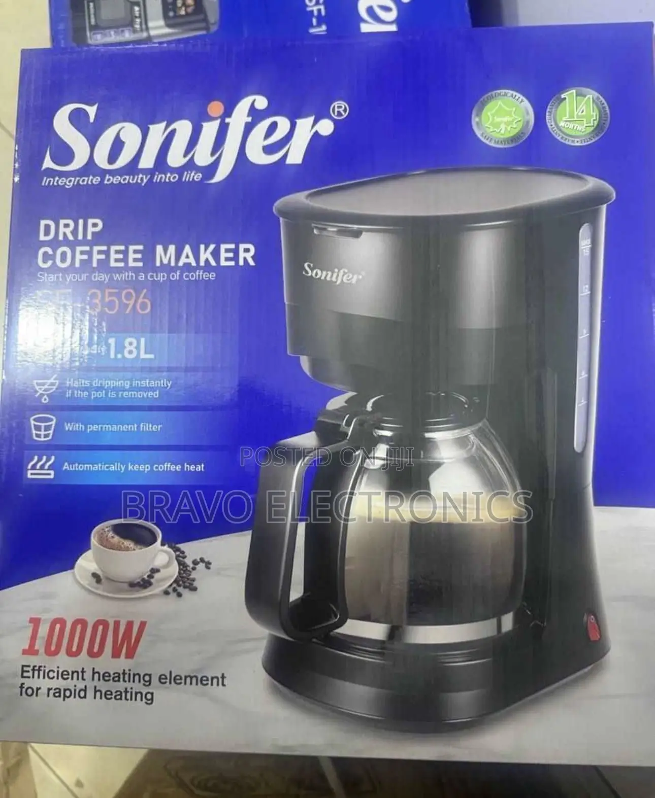  Sonifer 1.25L Coffee Maker – 10 Cup Capacity 