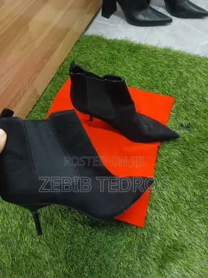 Black Pointed-Toe, High-Heel Ankle Boot