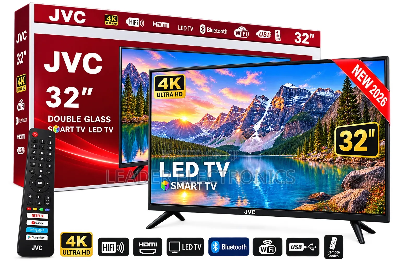 JVC TV 32" Smart Android TV – Double Glass Design | New 2026 Model
