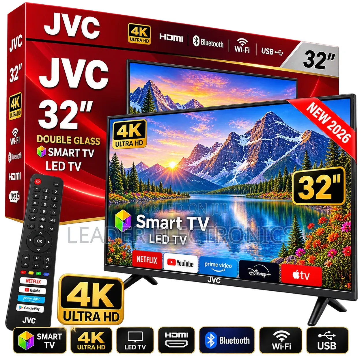 JVC TV 32" Smart Android TV – Double Glass Design | New 2026 Model
