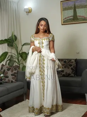 Elegant White Gold Habesha Kemis