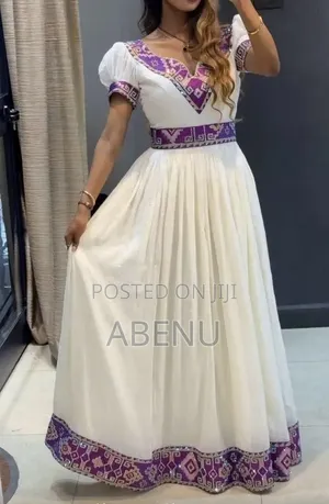 Elegant White Gold Habesha Kemis