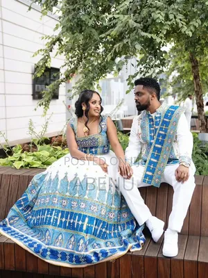 Elegant White Pink Ethiopian Habesha Kemis