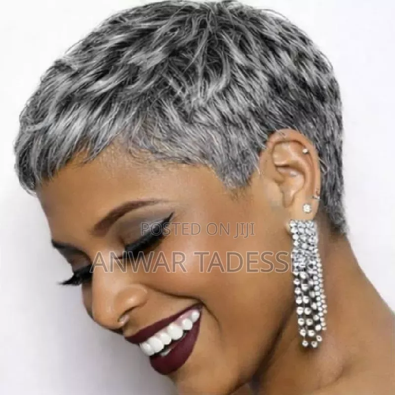 Natural Gray Short Bob Wig With Bangs - Synthetic Wig,
