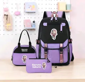 Haruno Sakura Girls School Backpack Set – Purple Black