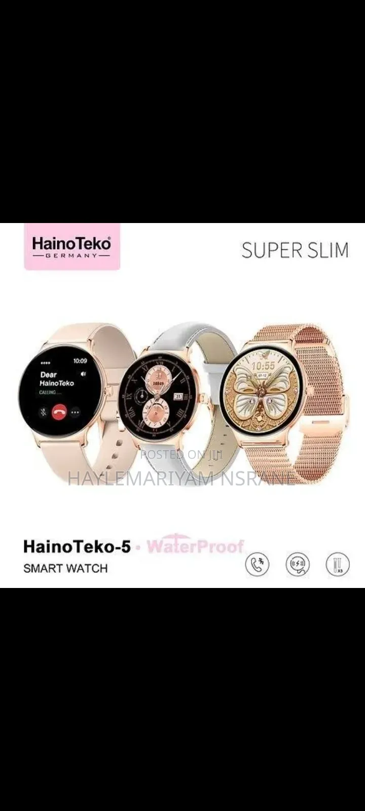 Teko-5 Slim Smart Watch for Women With Bluetooth Calling 3 Straps