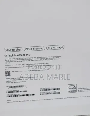 New Laptop Apple MacBook Pro 2025 M5 24GB Apple M5 Pro SSD 1T