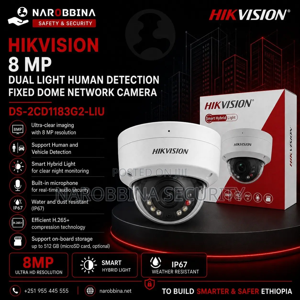 Hikvision 8MP Smart Hybrid Light Fixed Dome Network Camera