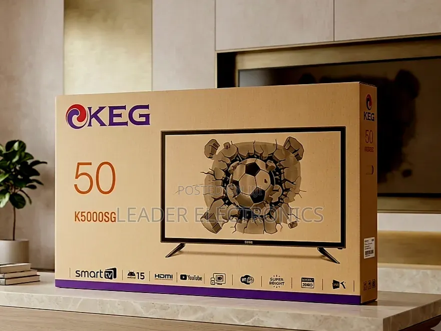 KEG TV 50" Smart Android TV Double Glass TV New 2026