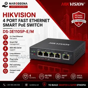 Hikvisio 4-Port Fast Ethernet Smart PoE Switch