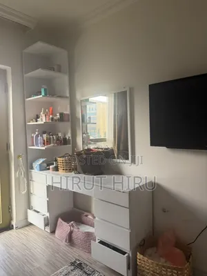 Modern White Dressing Table With Shelf and Mirror (Slightly Used)