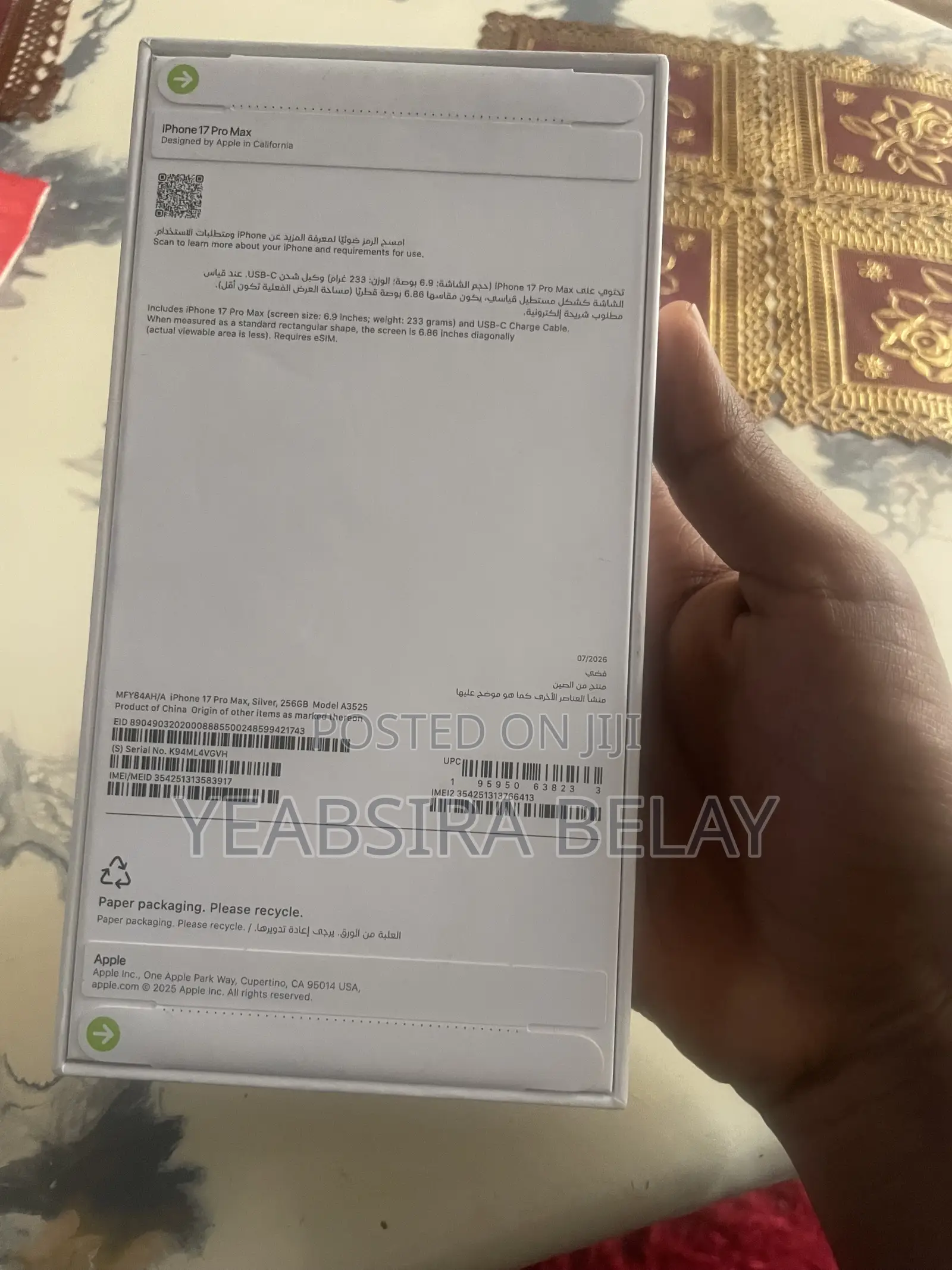 New Apple iPhone 17 Pro Max 256 GB White