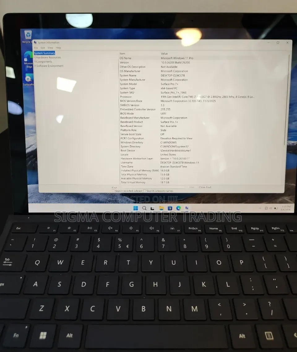 New Laptop Microsoft Surface Pro 7 16GB Intel Core i7 SSD 512GB