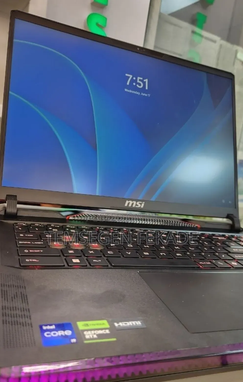 New Laptop MSI 16GB Intel Core i9 SSD 1T