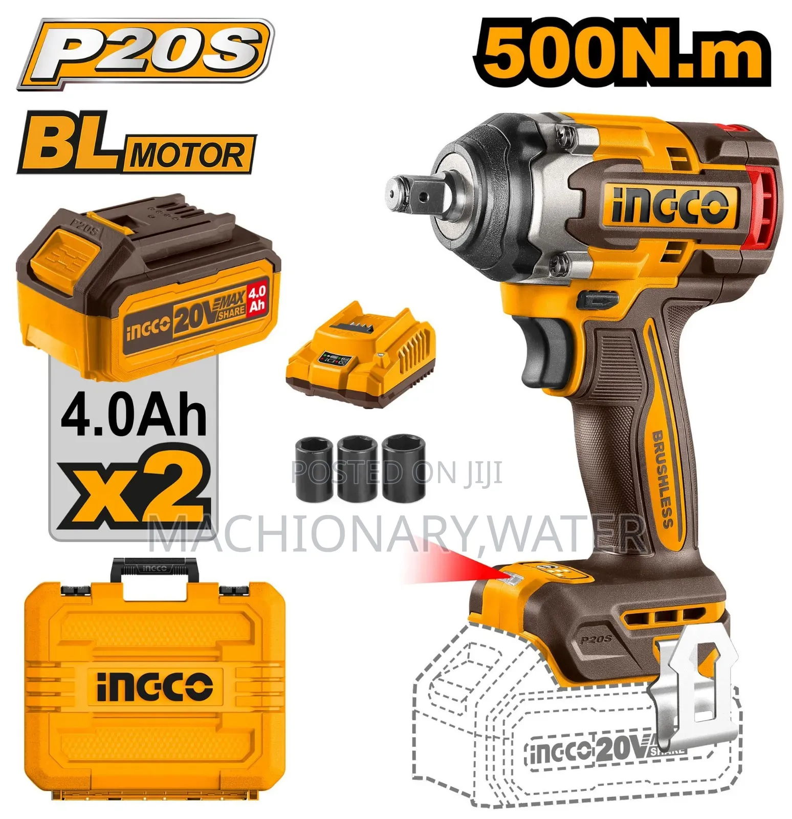 Ingco Chargable Impact Wrench 20v 500Nm