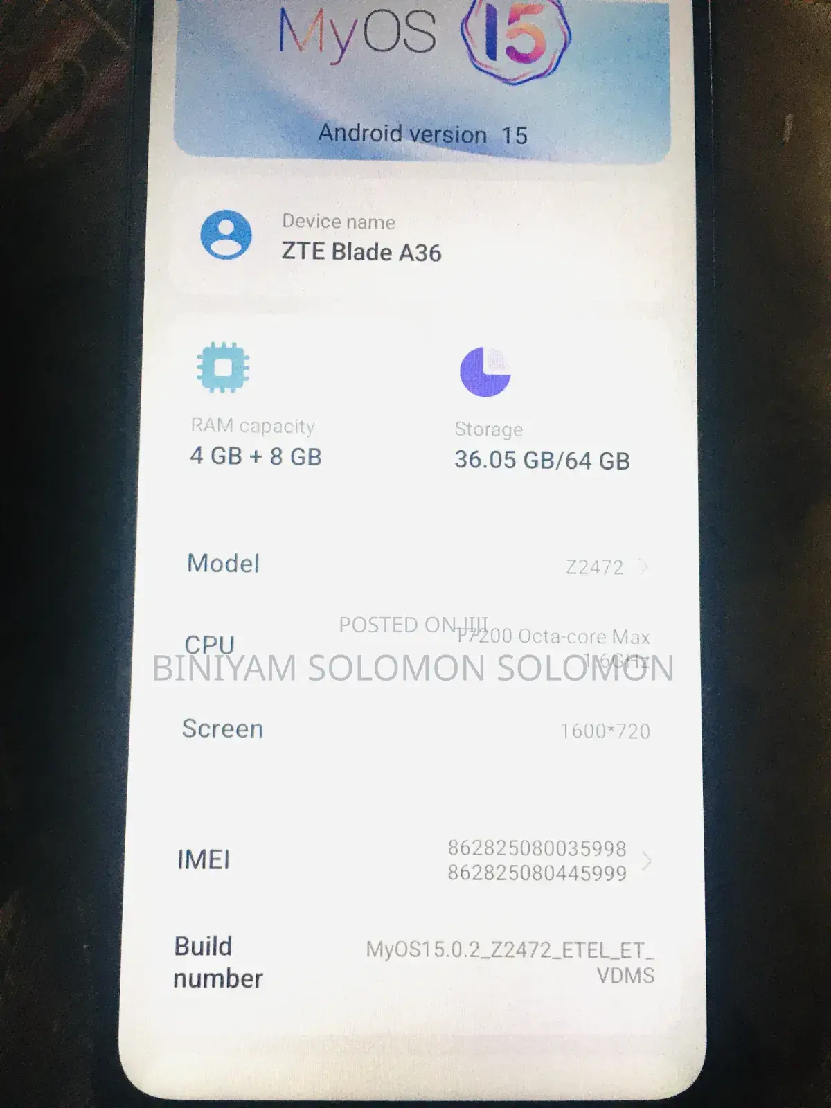 ZTE Blade A36 64 GB Blue