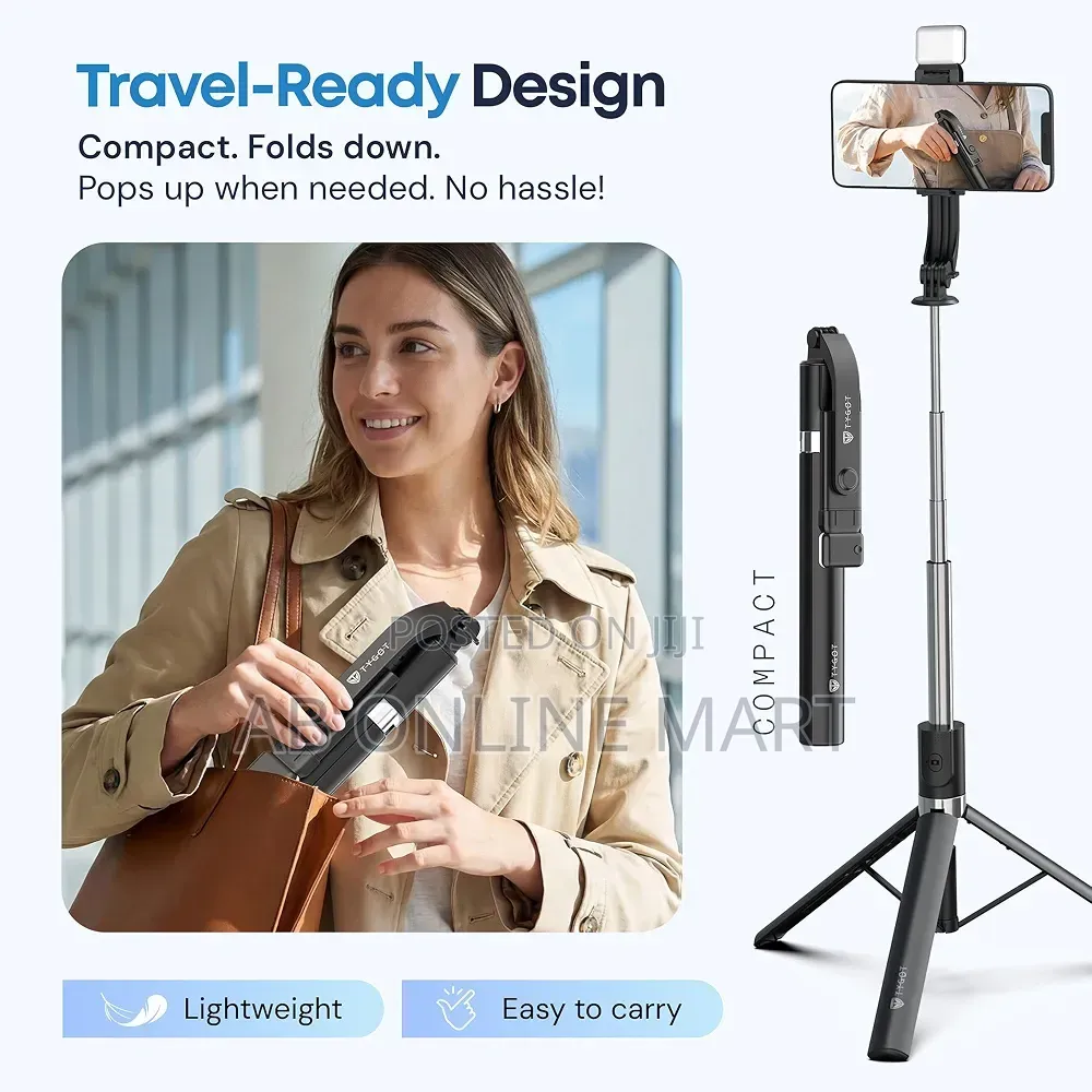 PLOKAMA T7 Pro Podcast Selfie Stick (With LED Light)