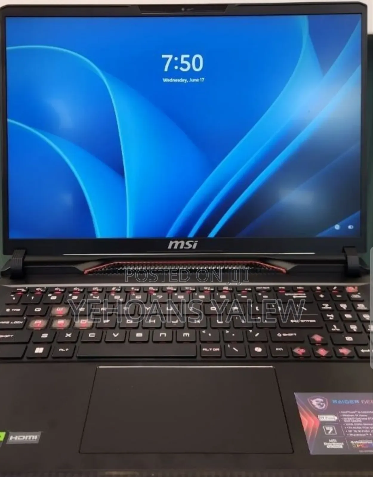 New Laptop MSI Raider GE68HX 13VI-202US 16GB Intel Core i9 SSD 1T