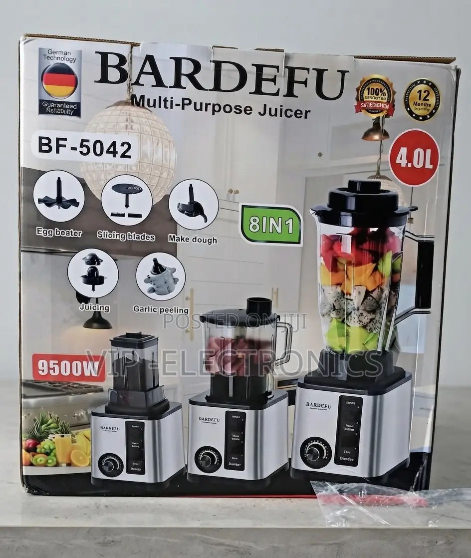 BARDEFU Food Processor Power 9500W 4.0L 8-in-1 Multi-Purpose Juicer