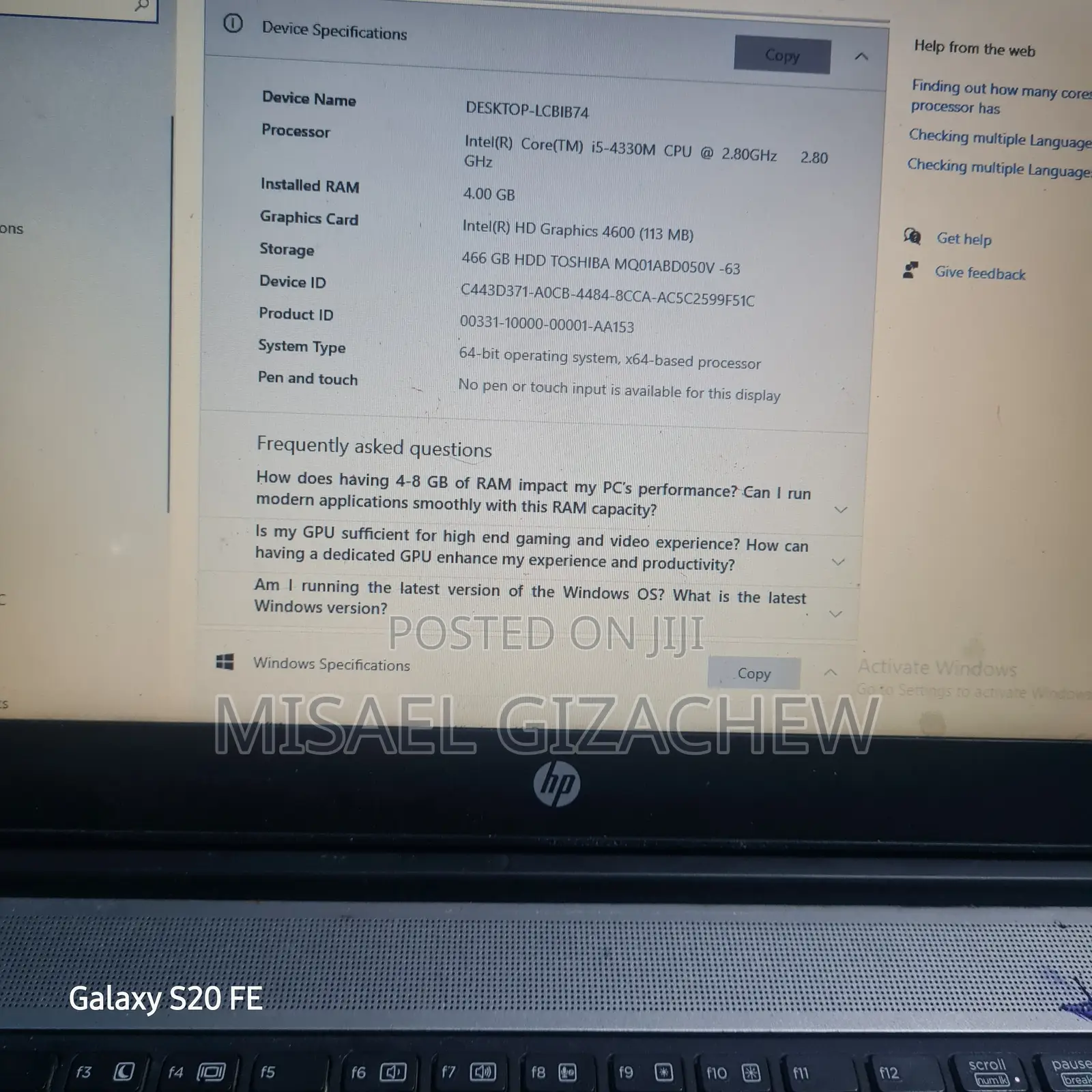 Laptop HP ProBook 640 4GB Intel Core i5 SSD 500GB