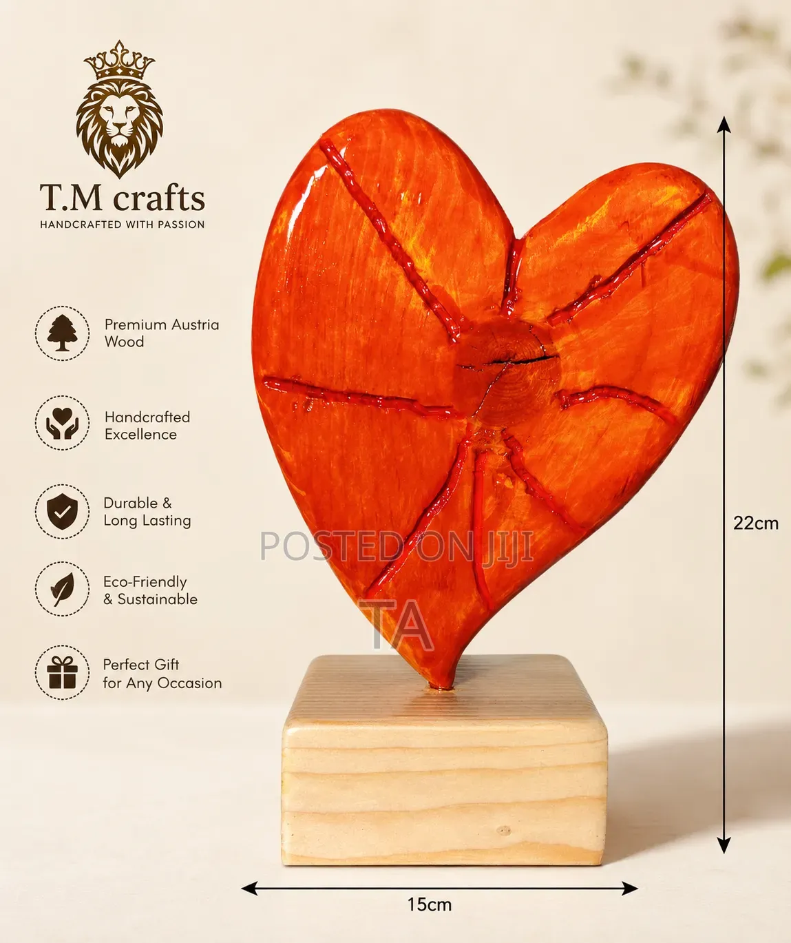 Broken Heart Wooden Sculpture