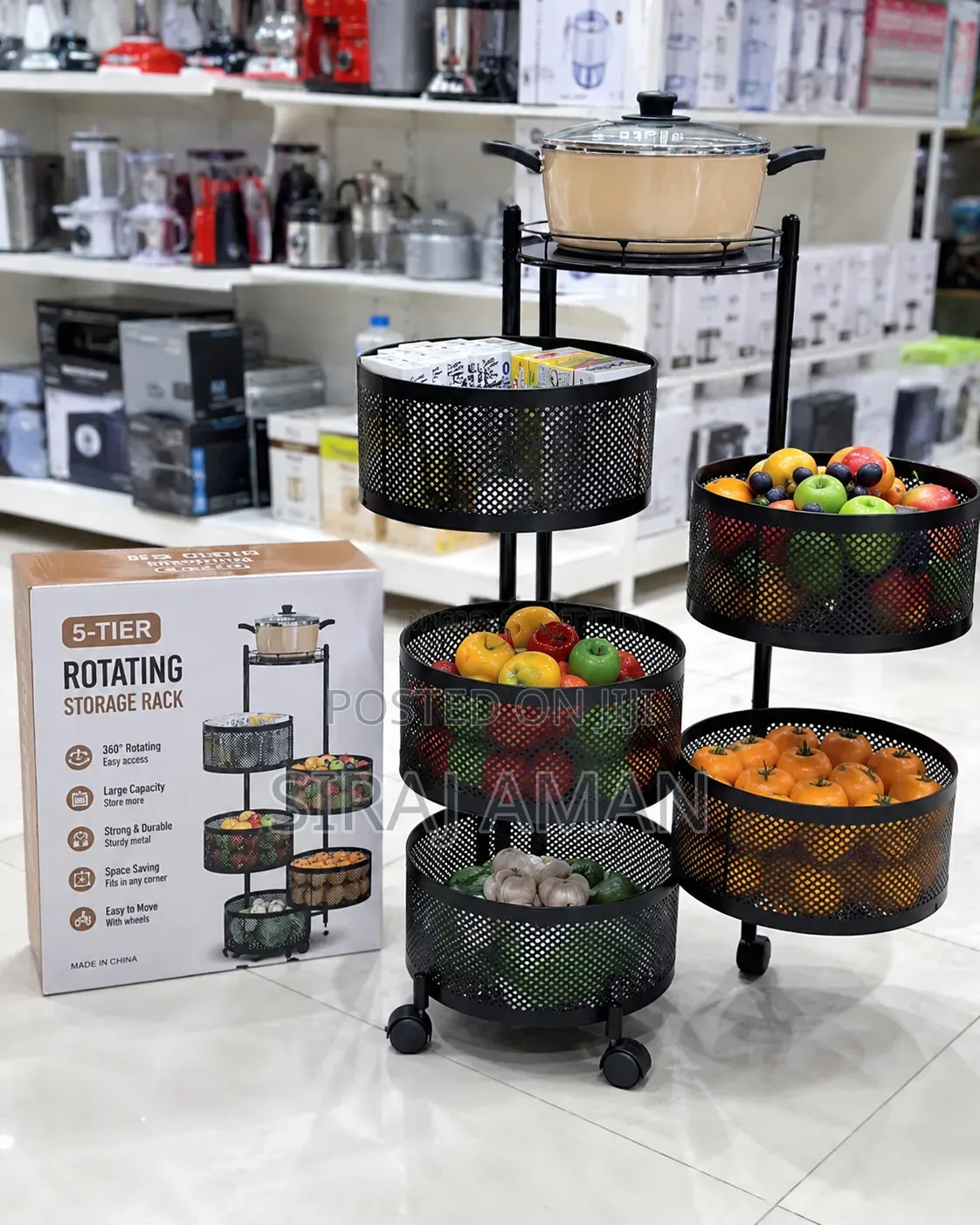የአትክልትና ፍራፍሬ መደርደሪያ | 5-Tier Rotating Storage Rack