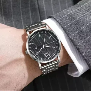 A|X Armani Exchange Men's Watch – Black Dial Silver Bracelet
