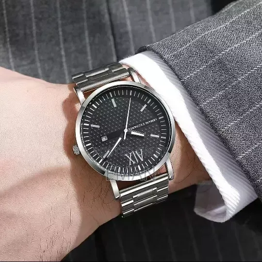 A|X Armani Exchange Men's Watch – Black Dial Silver Bracelet