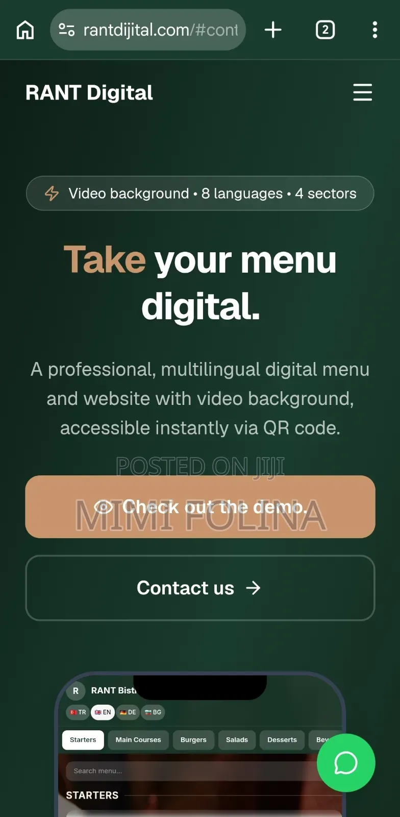 Website + QR Menu for Hotels and Restaurants