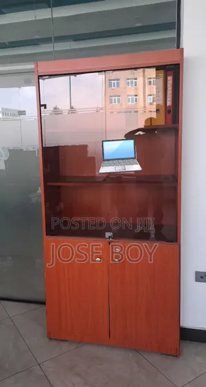 Upper Glass Door Office Cabinet With Doors and Shelves