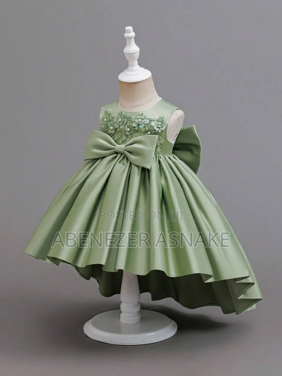 Princess Girls Big Bow Decor,floral Lace Trim Stai N Dress