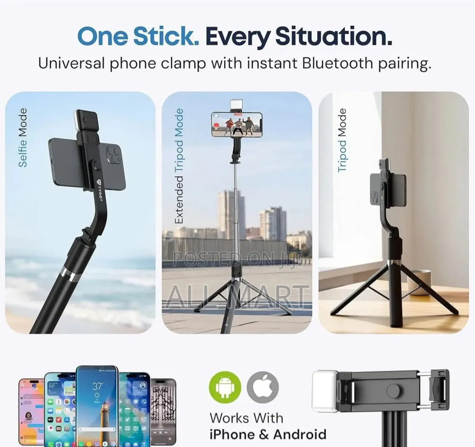PLOKAMA T7 Pro Podcast Selfie Stick (With LED Light)