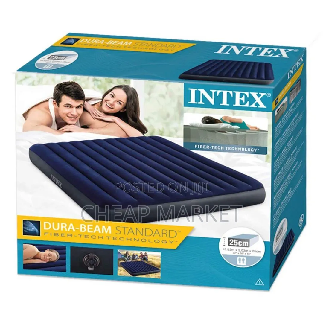 Intex Dura-Beam Raised Air Mattress With Electric Pump.