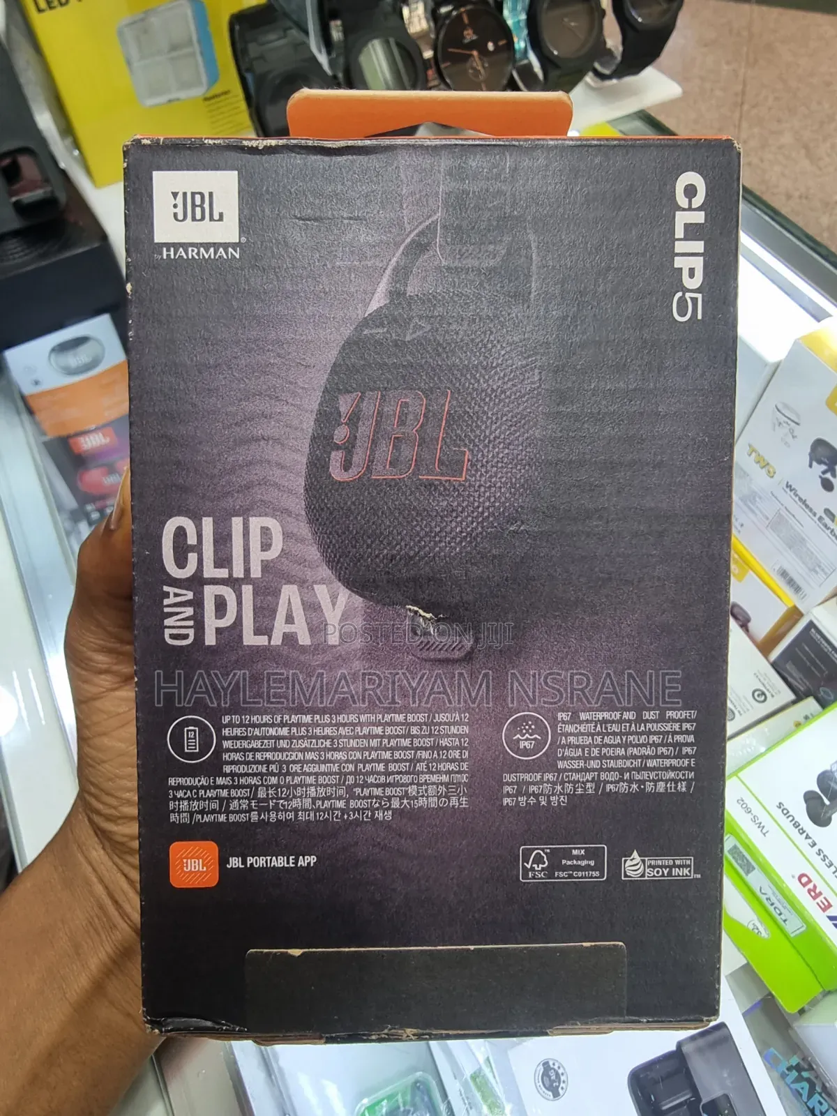 JBL Clip 5 Portable Waterproof Bluetooth Speaker With Carabiner