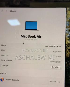 New Laptop Apple MacBook Air 2025 M4 16GB Apple M4 SSD 256GB