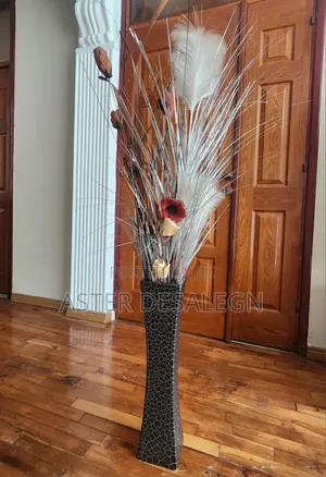 Two Modern Living Room Floor Vase + Artificial Flowers