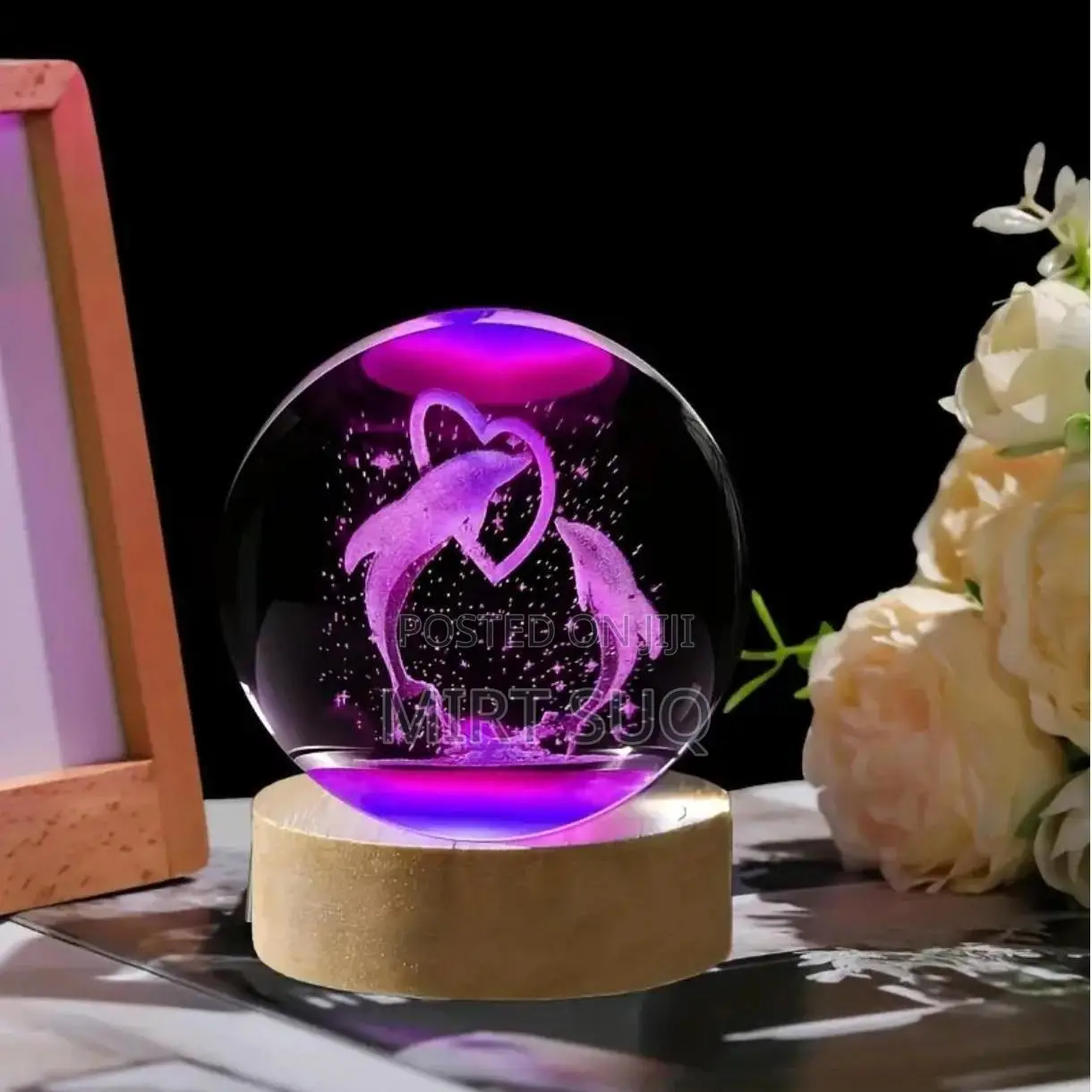 Home Decoration 3D Laser Engraved Crystal Ball Night Light