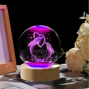 Home Decoration 3D Laser Engraved Crystal Ball Night Light
