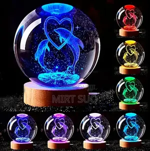 Home Decoration 3D Laser Engraved Crystal Ball Night Light
