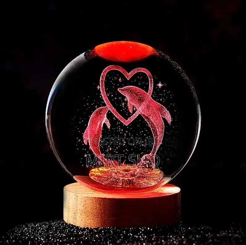 Home Decoration 3D Laser Engraved Crystal Ball Night Light