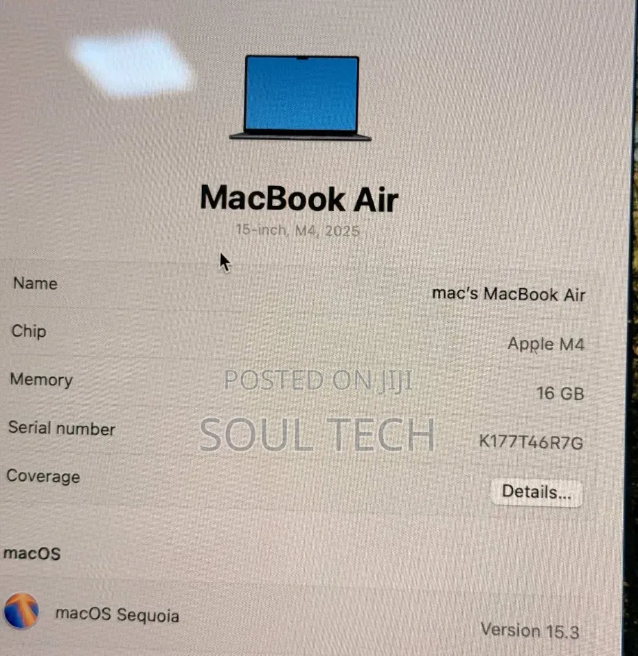 New Laptop Apple MacBook Air 2025 M4 16GB Apple M4 SSD 512GB
