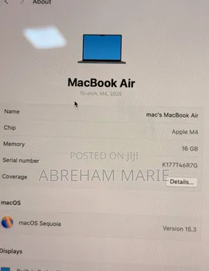 New Laptop Apple MacBook Air 2025 M4 16GB Nvidia SSD 256GB