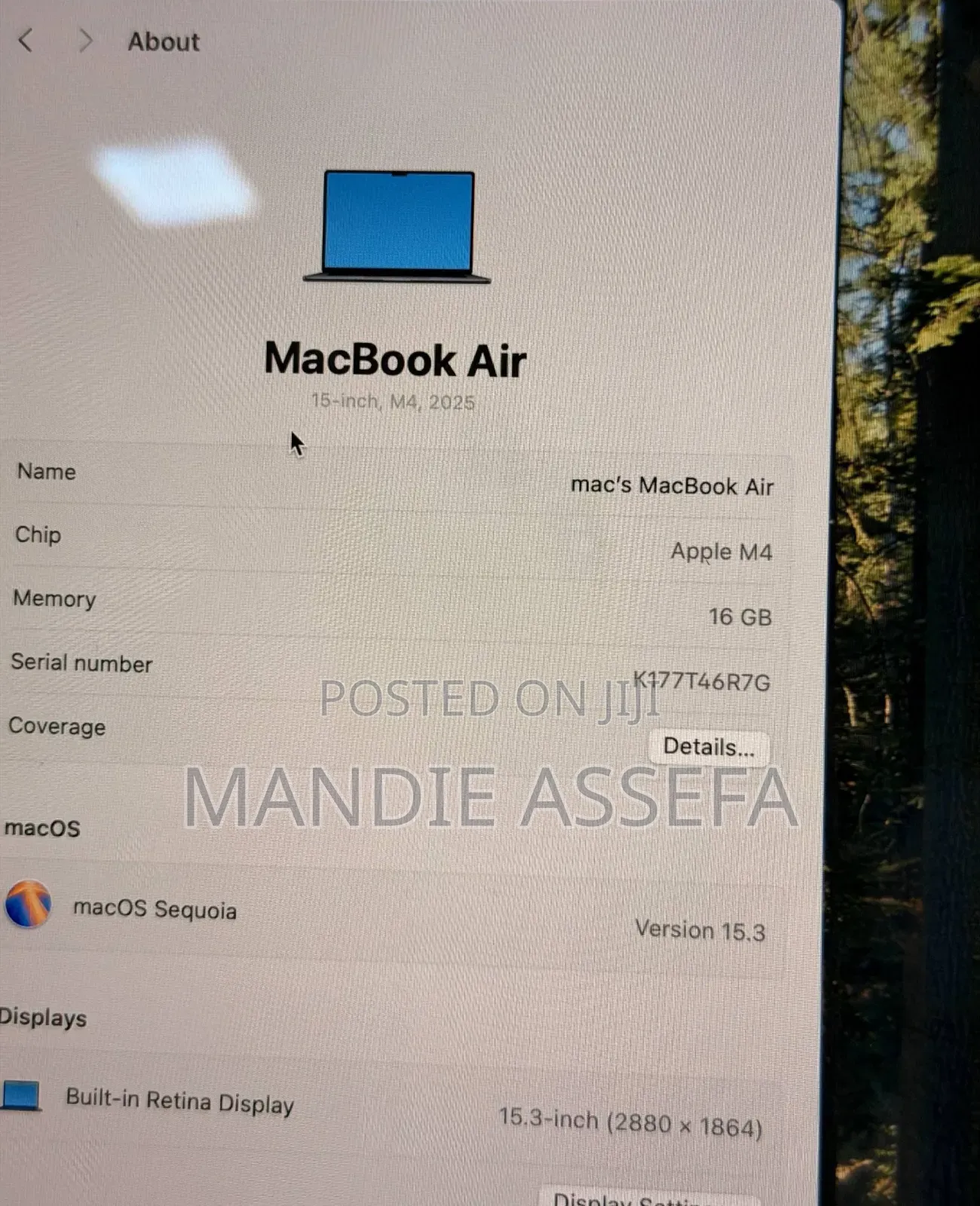 New Laptop Apple MacBook Air 2025 M4 16GB Apple M4 SSD 256GB