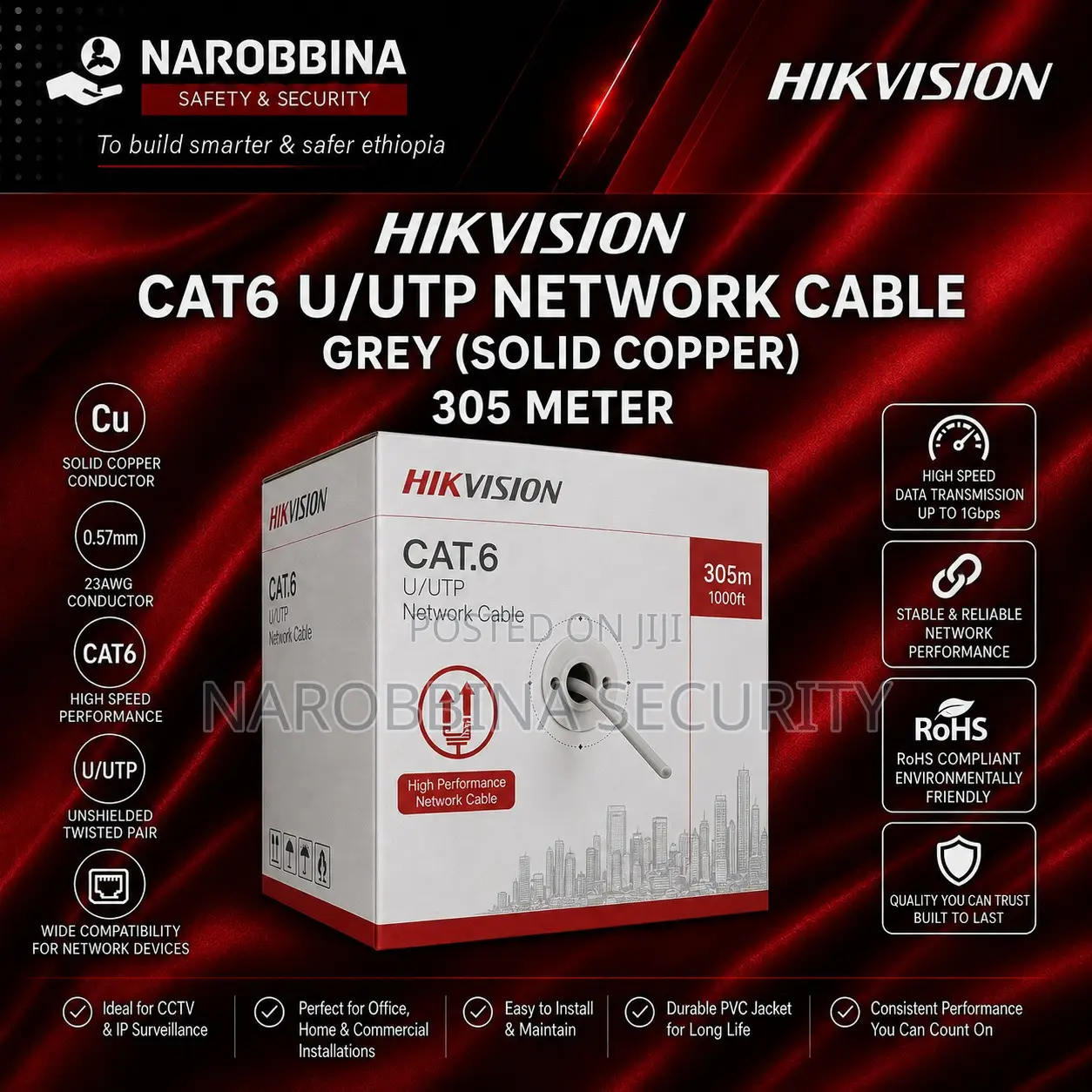 Hikvision CAT6 U/Utp Network Cable Wire 305M
