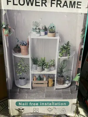 Multi-Layer White Flower Frame and Plant Stand