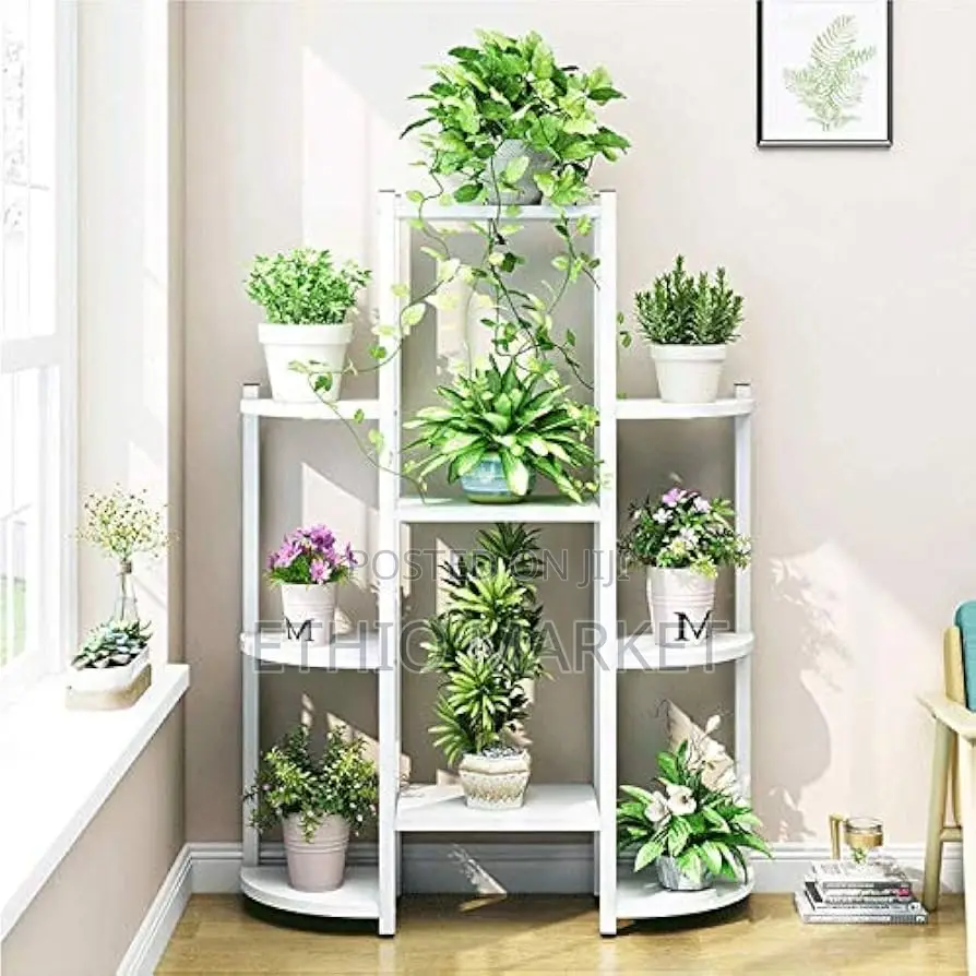 Multi-Layer White Flower Frame and Plant Stand